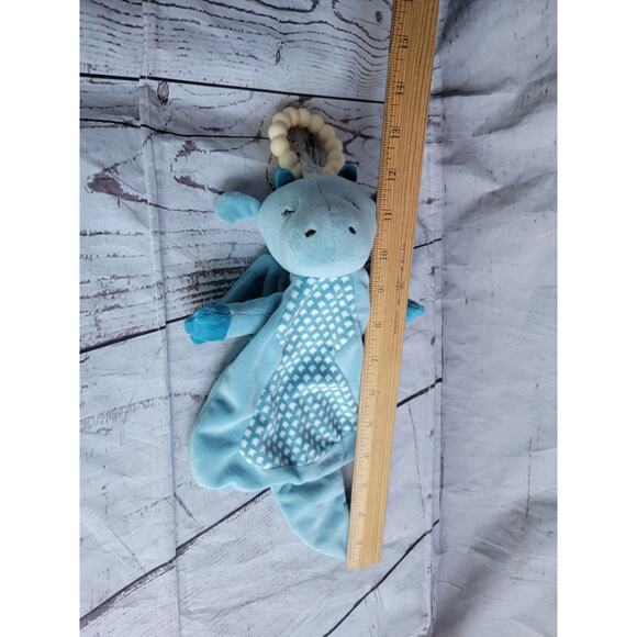 Douglas Baby Dragon Teether Plush Stuffed Animal Toy Security Blanket Blue Sleep - Picture 6 of 7
